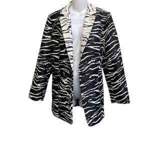 CHICO"S‎ Black and White Bi-color Animal Print Jacket Blazer~1 small